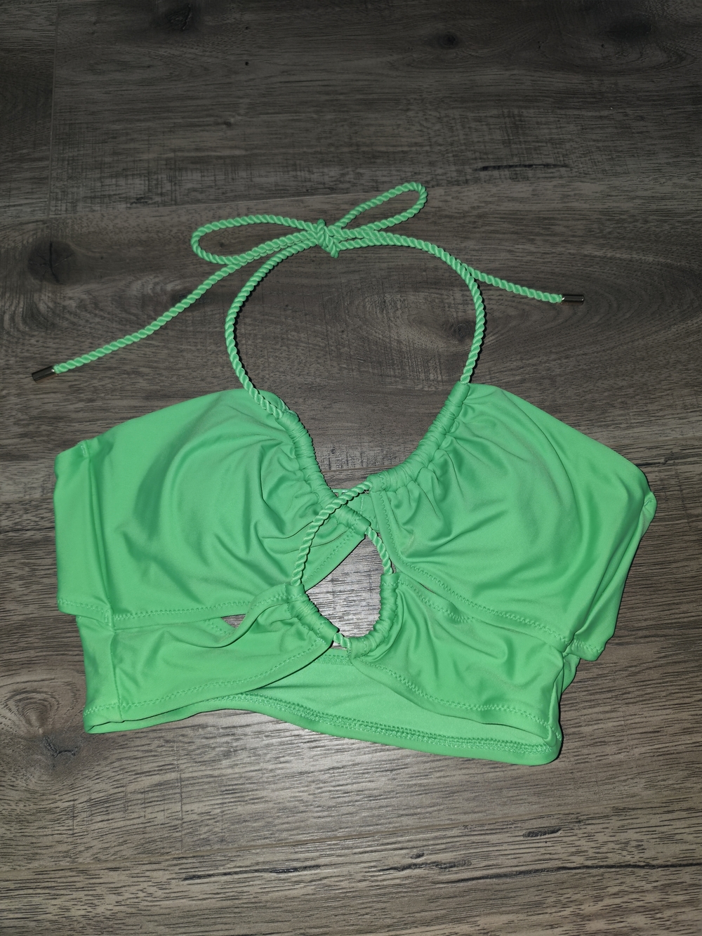 aerie Bright Green Bikini Top with Rope Halter